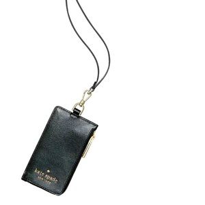 Kate Spade Staci Card Case Lanyard, Black, NWT